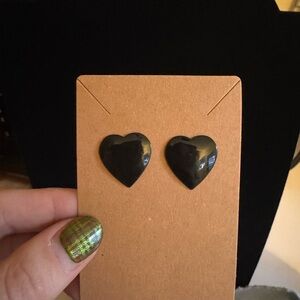 Vintage Black Heart Post Earrings